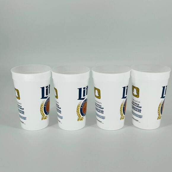 FOUR Reusable White Miller Lite Miller Time American Flag Plastic Cups - NWT - Picture 7 of 11